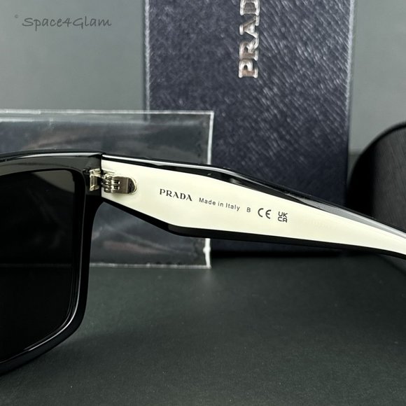 Prada Women Sunglasses Black Grey Square Oversized PR24ZS 1AB5S0 NEW AUTHENTIC